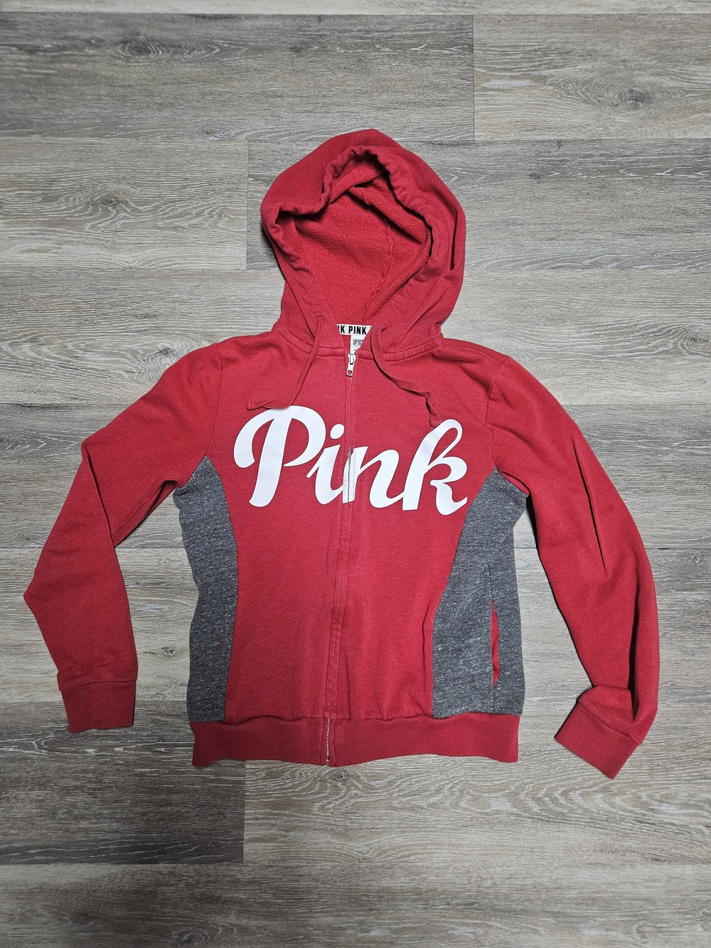 Victoria's Secret PINK Red Hoodie with Black Logo Trim